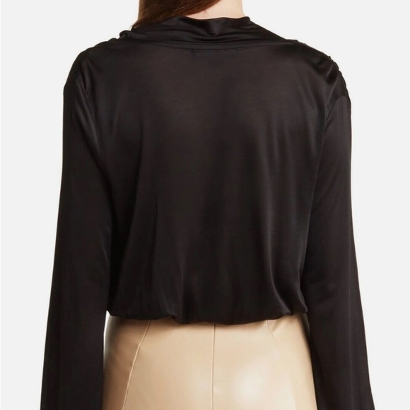 All Saints Penelope Tie Neck Bodysuit Loose Fit V-Neck Long Tie Sleeve Sz 2 NEW - Picture 3 of 14